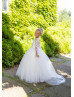 Ivory Lace Tulle Flower Girl Dress With Removable Train